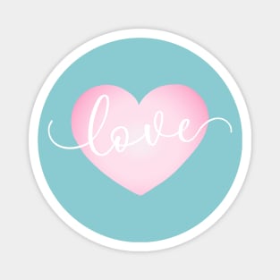 Simple Love Pink Heart Valentine's Day Calligraphy Magnet